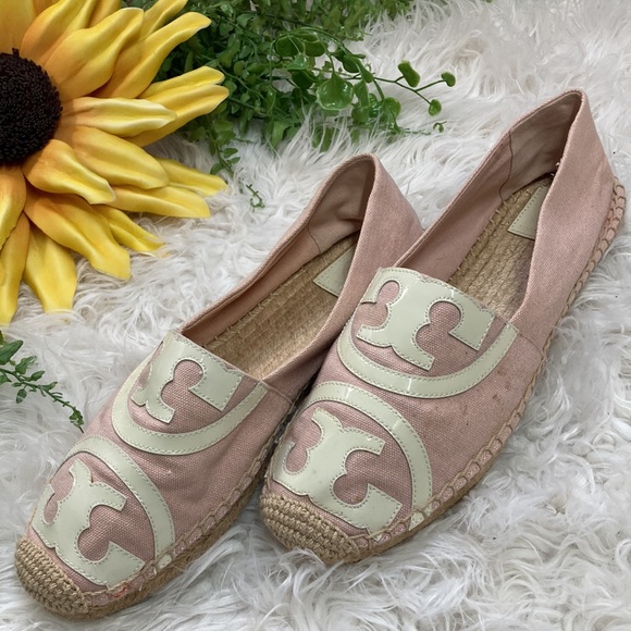 Tory Burch Poppy Pink Espadrilles slip-on Flats Size 10 - Picture 3 of 7